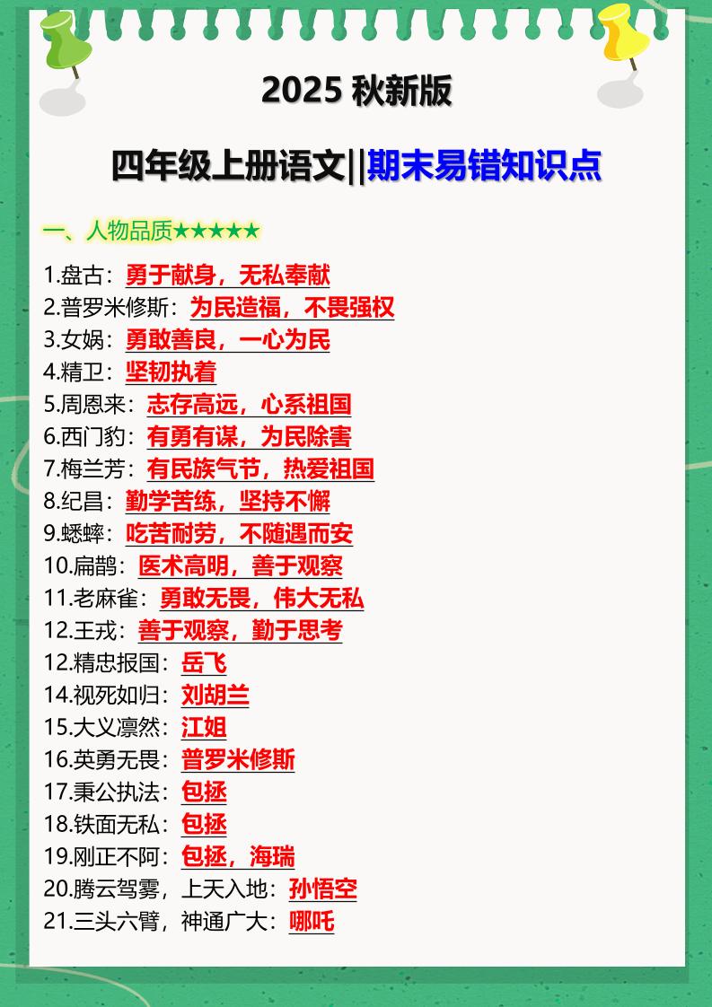 【2025秋新版】四年级上册语文‖期末易错知识点-流量卡商城 - 5G物联网无限速大流量卡_移动联通电信流量卡办理