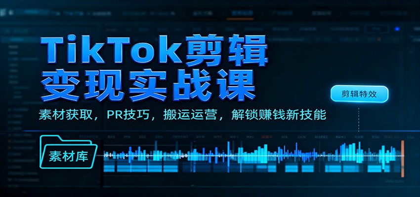 TikTok剪辑变现实战课：素材获取，PR技巧，搬运运营，解锁赚钱新技能-流量卡商城 - 5G物联网无限速大流量卡_移动联通电信流量卡办理