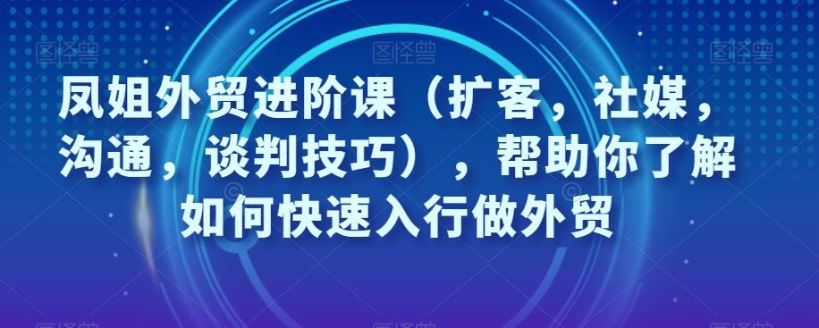 凤姐外贸进阶课（扩客，社媒，沟通，谈判技巧），帮助你了解如何快速入行做外贸-流量卡商城 - 5G物联网无限速大流量卡_移动联通电信流量卡办理