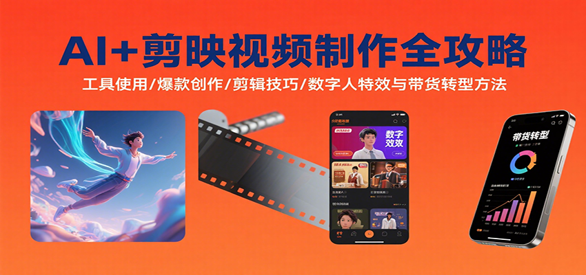 AI+剪映视频制作全攻略：工具使用/爆款创作/剪辑技巧/数字人特效与带货转型方法-流量卡商城 - 5G物联网无限速大流量卡_移动联通电信流量卡办理