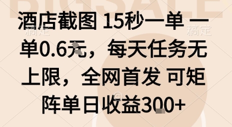 酒店截图15秒一单，一单0.6米，每天任务无上限，全网首发可矩阵单日收益3张【揭秘】-流量卡商城 - 5G物联网无限速大流量卡_移动联通电信流量卡办理