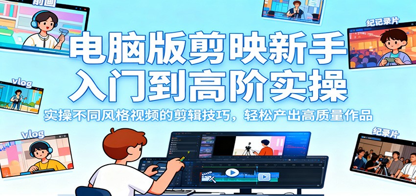 电脑版剪映新手入门到高阶实操，实操不同风格视频的剪辑技巧，轻松产出高质量作品-流量卡商城 - 5G物联网无限速大流量卡_移动联通电信流量卡办理