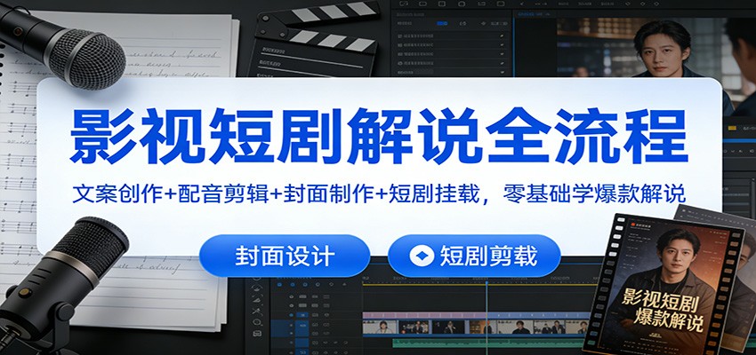 影视短剧解说全流程：文案创作+配音剪辑+封面制作+短剧挂载，零基础学爆款解说-流量卡商城 - 5G物联网无限速大流量卡_移动联通电信流量卡办理