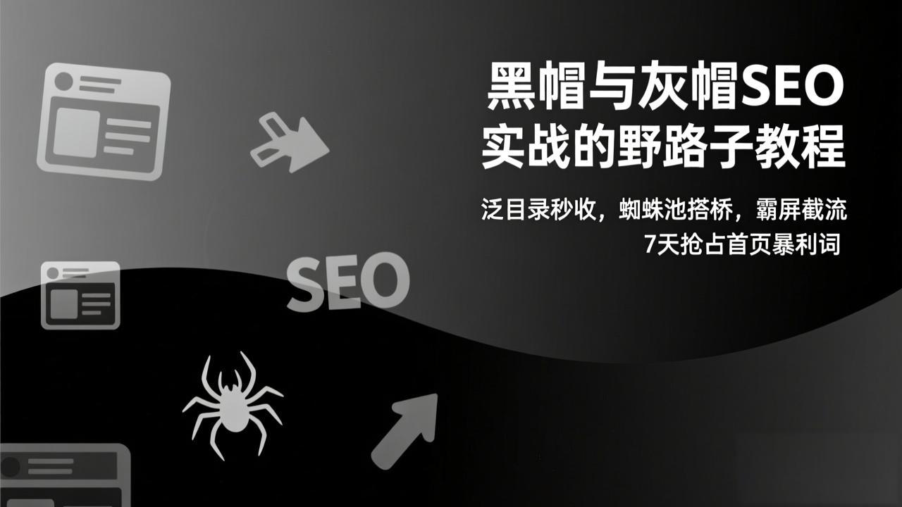 黑帽与灰帽SEO实战的野路子教程：泛目录秒收，蜘蛛池搭桥，霸屏截流，7天抢占首页暴利词-流量卡商城 - 5G物联网无限速大流量卡_移动联通电信流量卡办理