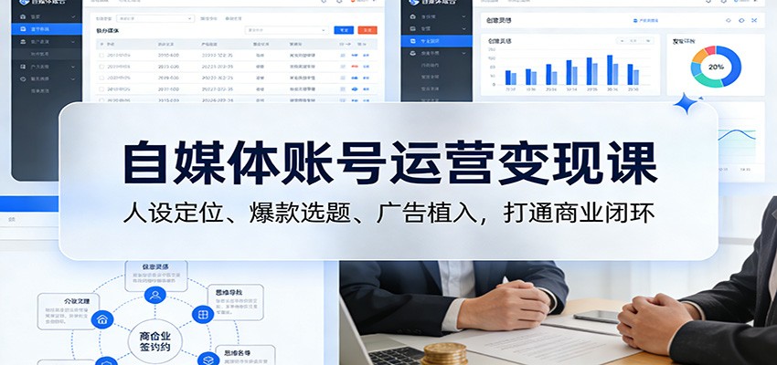 自媒体账号运营变现课：人设定位、爆款选题、广告植入，打通商业闭环-流量卡商城 - 5G物联网无限速大流量卡_移动联通电信流量卡办理